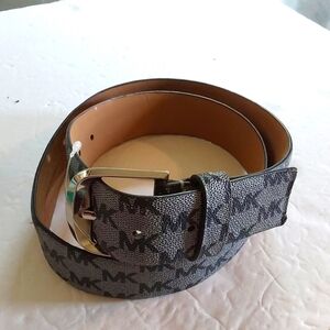 Michael Kors Womens MK Monogram Black/Gray Luxury Belt Sz.Medium